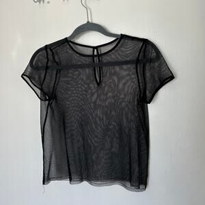 Sheer Mesh Black Short-Sleeve Top